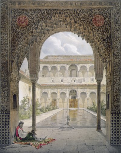 Albercan tuomioistuin Alhambrassa, Granada, 1853 tekijältä Leon Auguste Asselineau